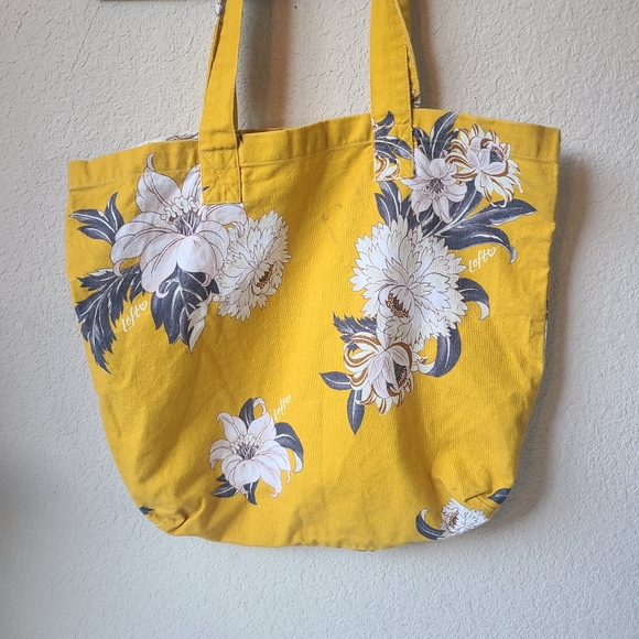 LOFT Handbags - Loft Floral Print Fabric Yellow Tote Bag